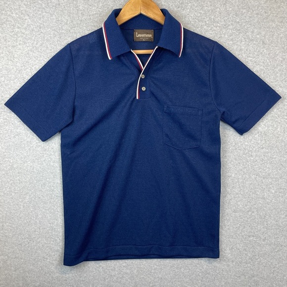 Vintage Lahmar Polo Shirt Men Large Golf Palm Springs Mod 60s MCM USA Semi Sheer - Picture 1 of 9